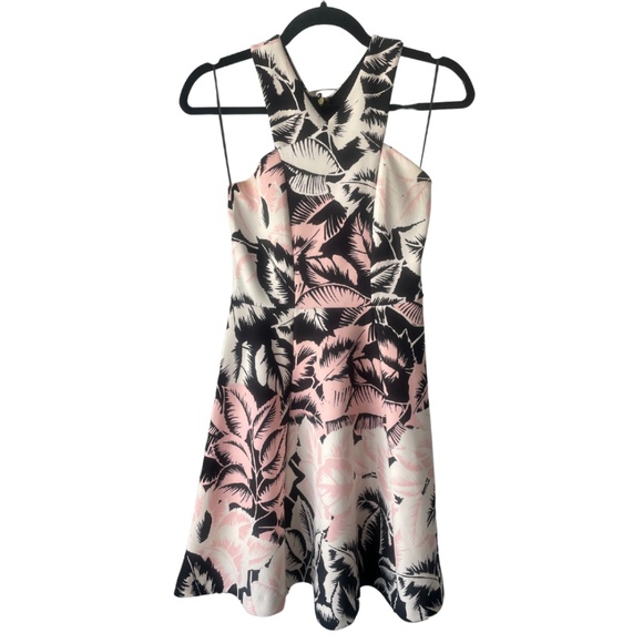 Express Pink Tropical Criss Cross Midi Dress Size 0 - Picture 1 of 6